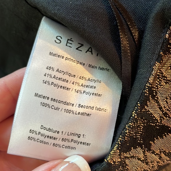 NWT Sezane Robe Simone Noir Dore Black Gold Leather Small Luxury Maximalist - Picture 11 of 16